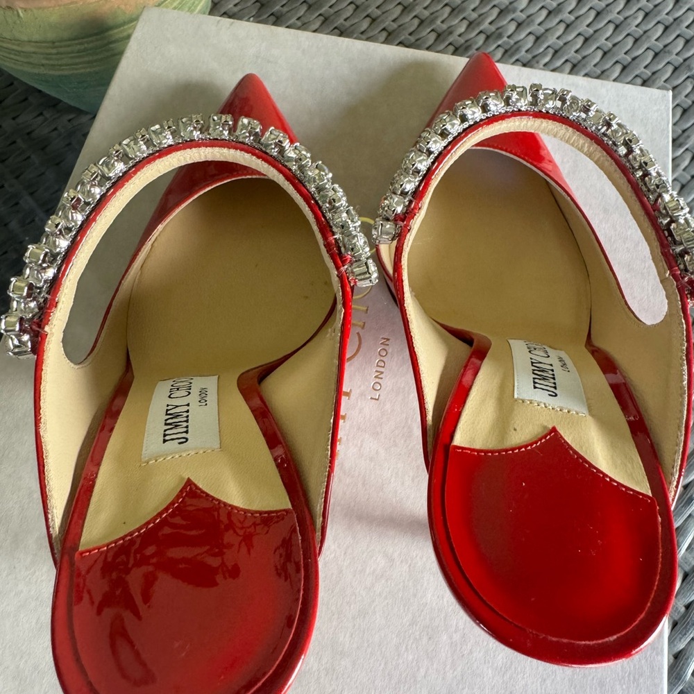 Jimmy Choo Red Bing Crystal Embellished Heels - Picture 5 of 8